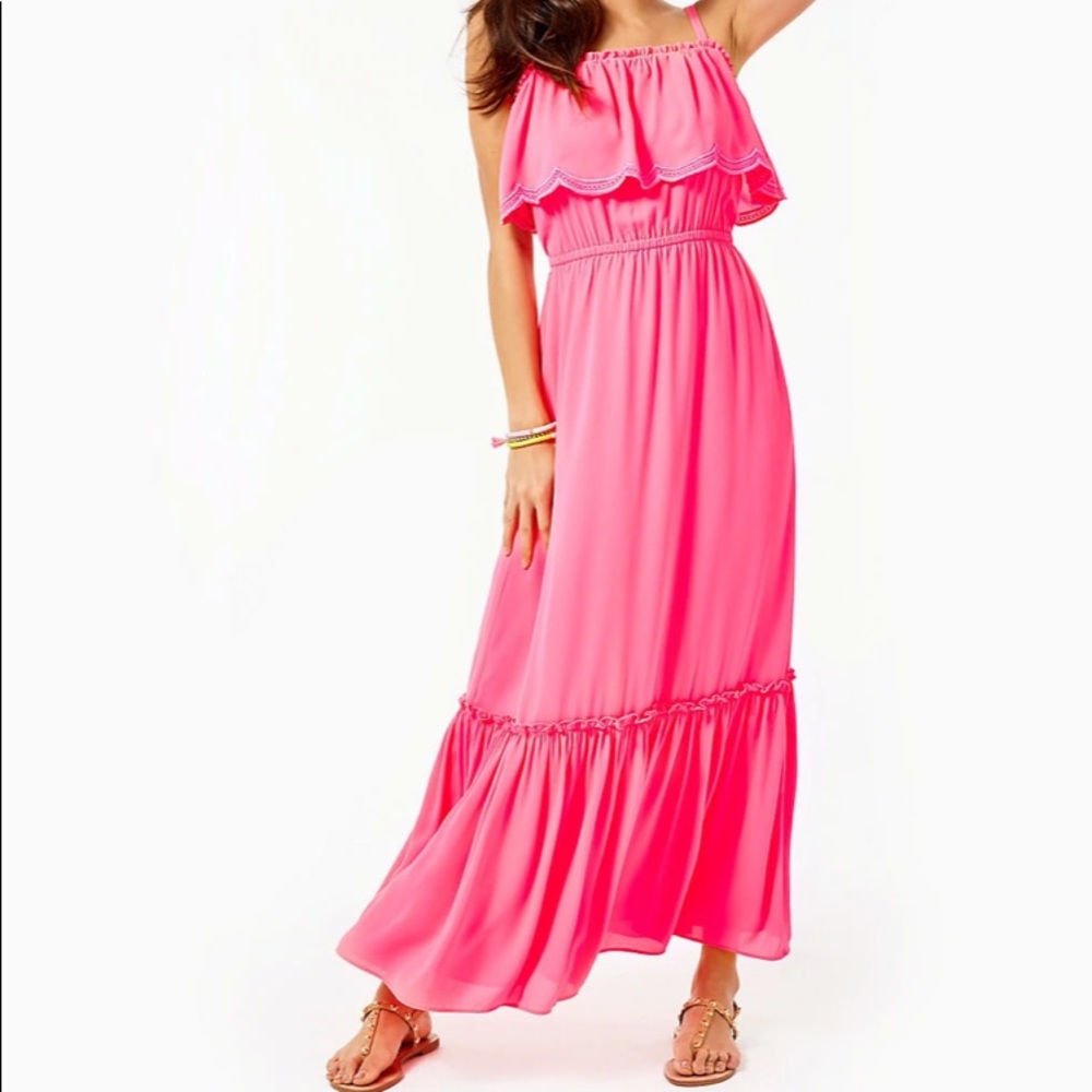 Lilly Pulitzer Aida Ruffle Maxi Dress New